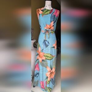 M’A Clothes Brazilian Tropical Floral Maxi Dress P (Small, US 2–4) Linen/Cotton